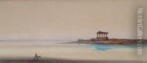 Desert Rider By Ruins On The Nile Oil Painting - Augustus Osborne Lamplough