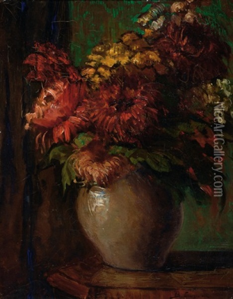 Flowers In A Vase Oil Painting - Baruch Lopes de Leao Laguna