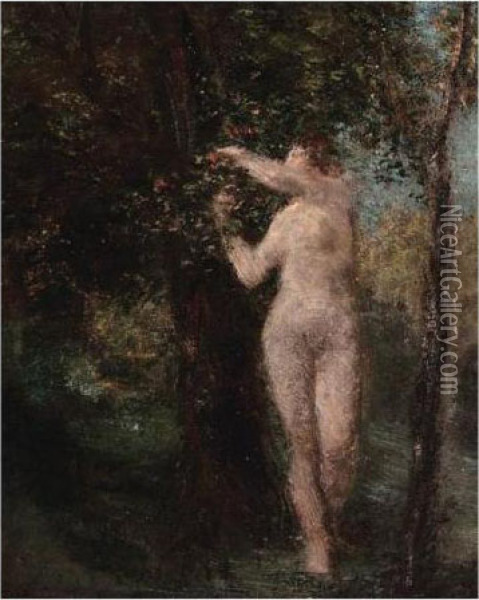 Eve Cueillant La Pomme Oil Painting - Ignace Henri Jean Fantin-Latour