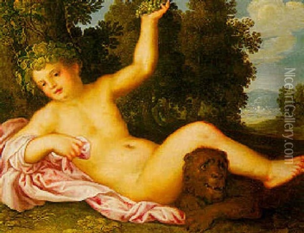 Young Bacchus In A Landscape Oil Painting - Hans Rottenhammer the Elder