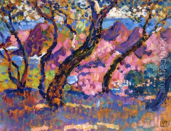 In the Shade of the Pines (study) Oil Painting - Theo van Rysselberghe