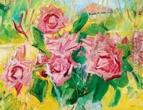 Flowers In Vase Oil Painting - Andor Basch