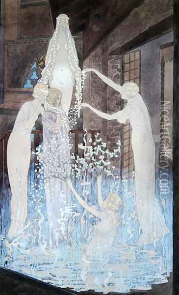 Illustration from 'Le Reve' by Emile Zola (1840-1902) c.1888 Oil Painting - Carlos Schwabe