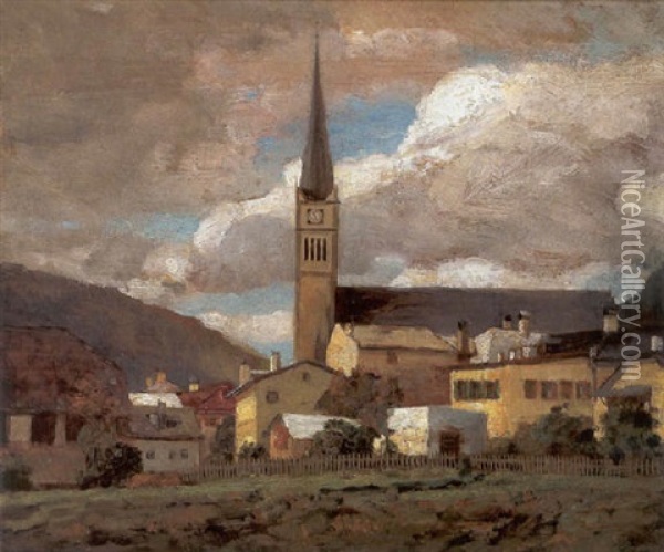 Blick Auf Die Kirche Von Bad Hofgastein Oil Painting - Tina Blau-Lang