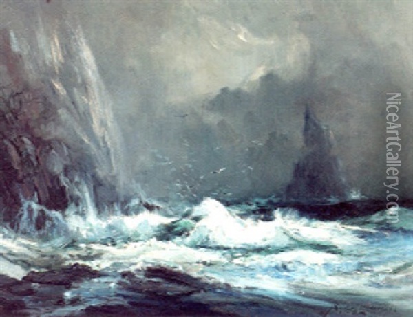 Pinnacle Rock, Cape St. Elias, Alaska Oil Painting - Sydney Mortimer Laurence