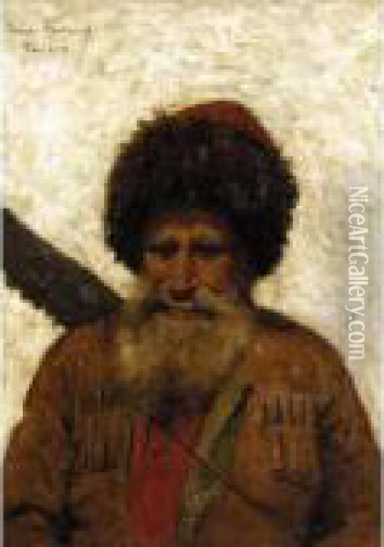 Portrait Of A Caucasian Man Oil Painting - Thaddaus von Ajdukiewicz