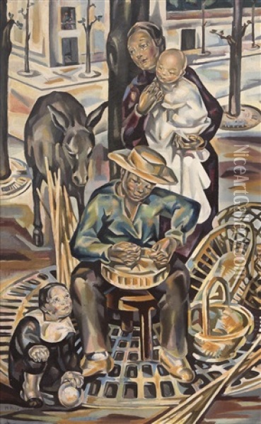 Le Vannier (ca. 1924) Oil Painting - Maria Blanchard
