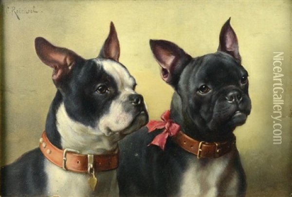 Pair Of French Bulldogs Oil Painting - Carl Reichert