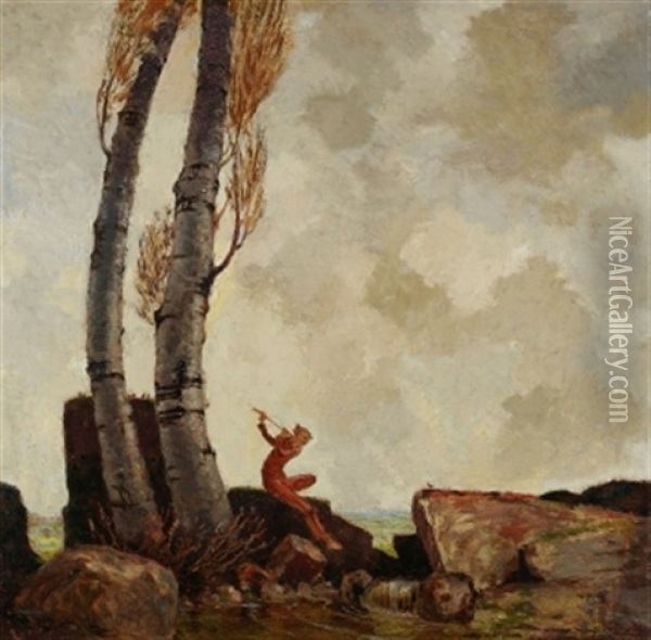 Der Querpfeifer Oil Painting - Max Adolf Peter Frey