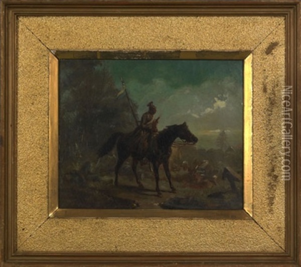 Guard On Horseback Oil Painting - Louis (Ludwig) Braun