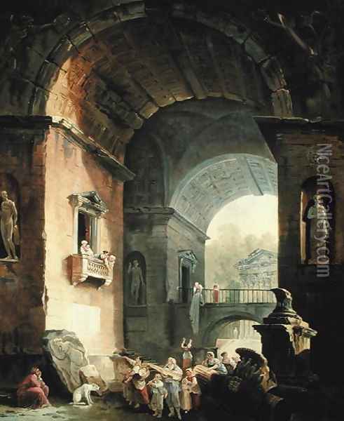 The Musicians Oil Painting - Hubert Robert