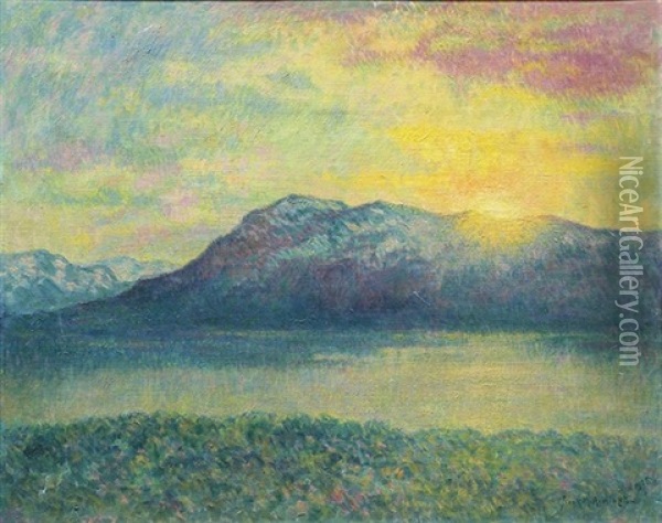 Midnight Sun At Abisko,  Sweden Oil Painting - Frank Milton Armington
