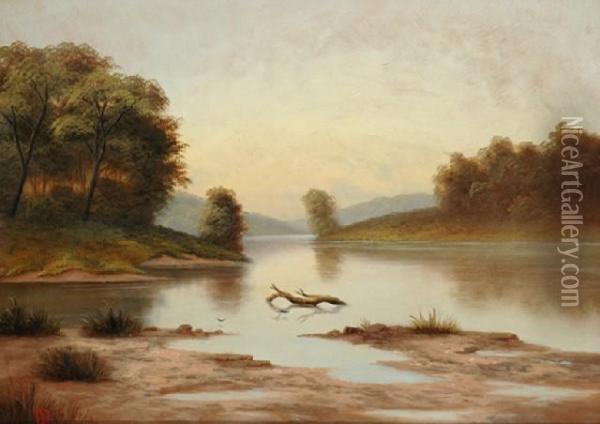 Riverlandscape Oil Painting - Valentine, Val Delawarr