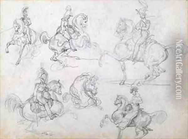 Riders on prancing horses Oil Painting - Theodore Gericault