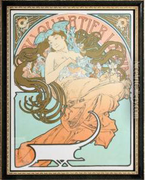 Au Quartier Latin Oil Painting - Alphonse Maria Mucha