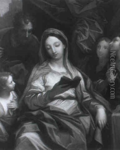 The Holy Family Accompanied By Angels Oil Painting - Carlo Maratta