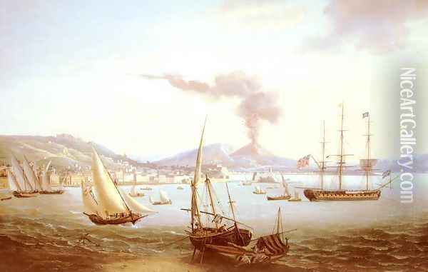 An English Frigate In The Bay Of Naples Oil Painting - John Thomas Serres