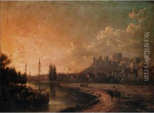 Windsor Castle From The River Oil Painting - Sebastian Pether