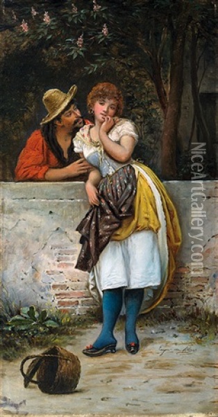 Der Gestohlene Kus Oil Painting - Eugen von Blaas