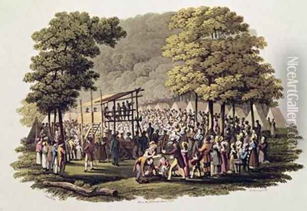 Camp Meeting of the Methodists in North America 2 Oil Painting - Milbert, Jacques