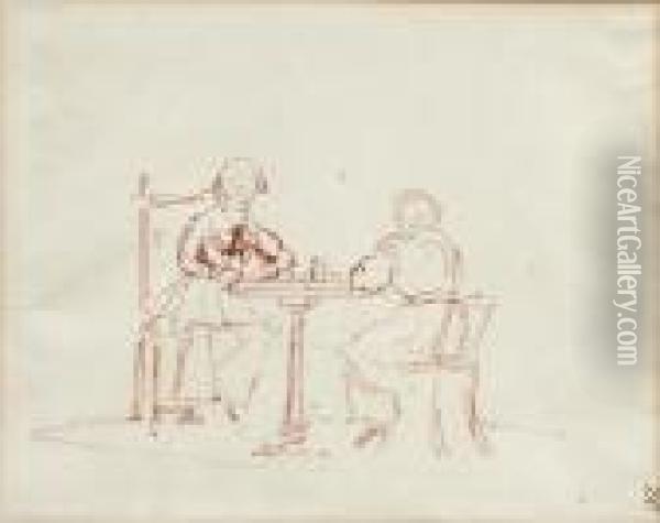 The Chess Game Oil Painting - Sir John Everett Millais