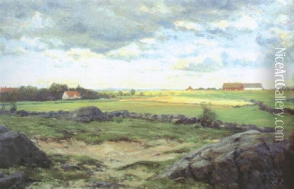 Landsbygd Oil Painting - Berndt Adolf Lindholm