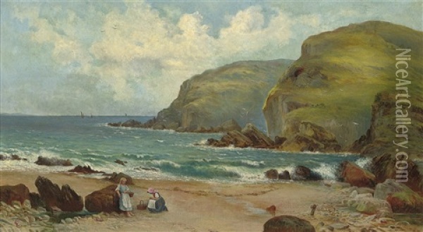 A Sunny Day On The Coast Oil Painting - Edwin John Ellis