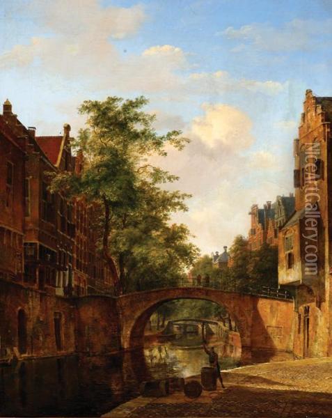 View On The Oude Gracht In Utrecht Oil Painting - Kasparus Karsen