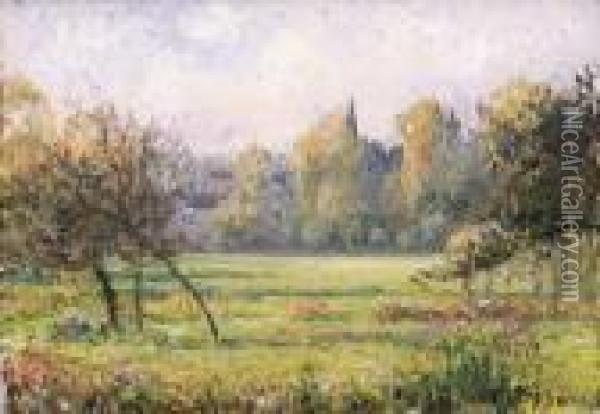Paysage A Bazincourt Oil Painting - Camille Pissarro
