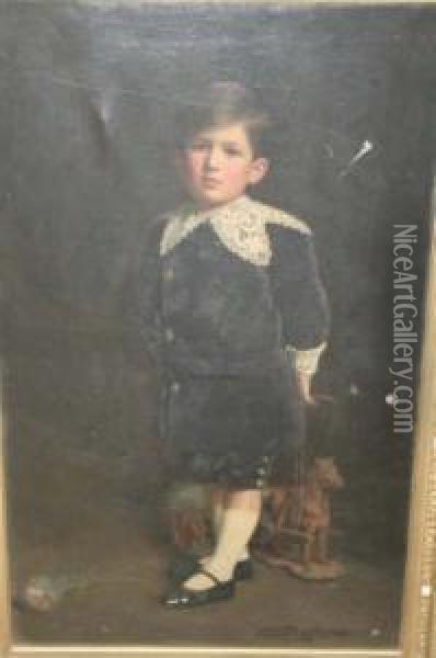 H.buckland Oil On Canvas 
Portrait Of Arthur William Berry Signed And Dated 1905 38 X 23in Oil Painting - Arthur Henry Howard Heming