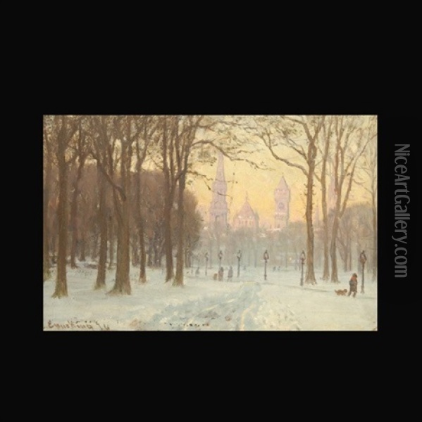 Winter In The Park Oil Painting - John Joseph Enneking