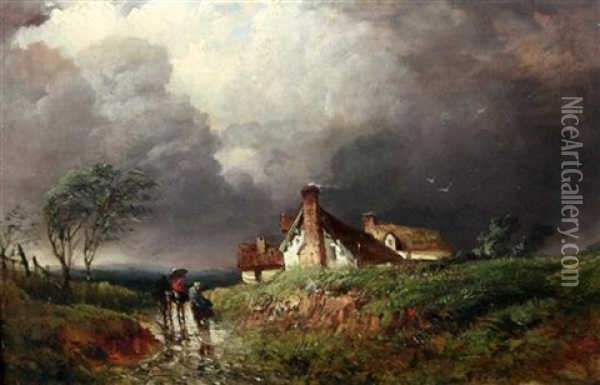 A Wet Day On The Aldridge Road Oil Painting - Henry Valter