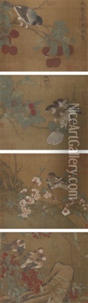 Birds And Flowers Oil Painting -  Emperor Huizong