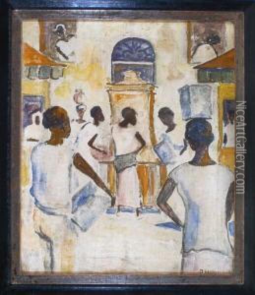 Afrikanischer Markt Oil Painting - Alfred Hermann Helberger