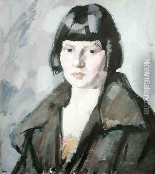 Head of a Young Girl, c.1920 Oil Painting - Samuel John Peploe