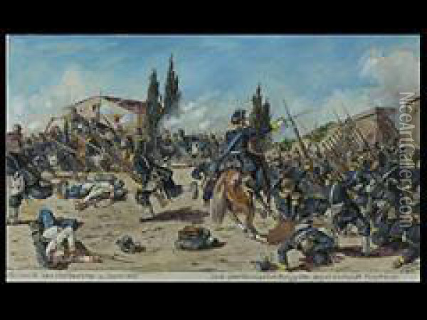 Die Schlacht Bei Solferino Oil Painting - Hermann Sattler