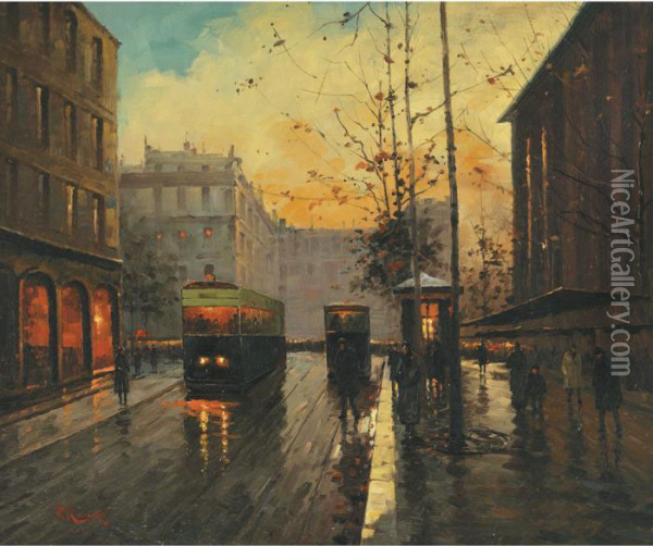 Paris At Night Oil Painting - Paul Renard