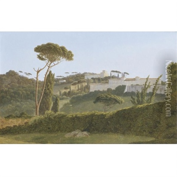 A View Of The Pines Of The Villa Borghese From The Back Of The Villa Medicis Oil Painting - Pierre Athanase Chauvin