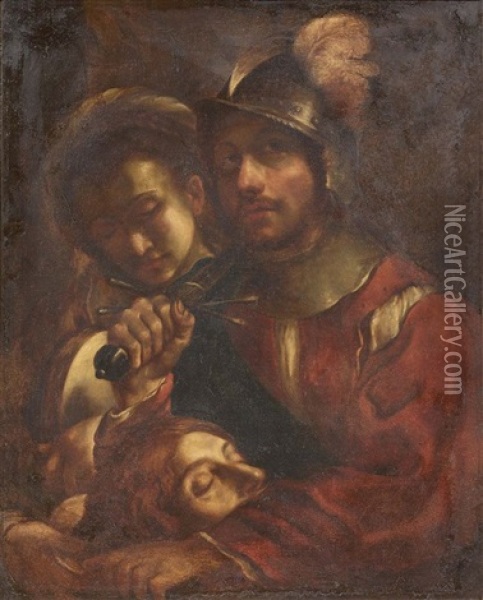 David E Gionata Con La Testa Di Golia Oil Painting - Theodoor Rombouts