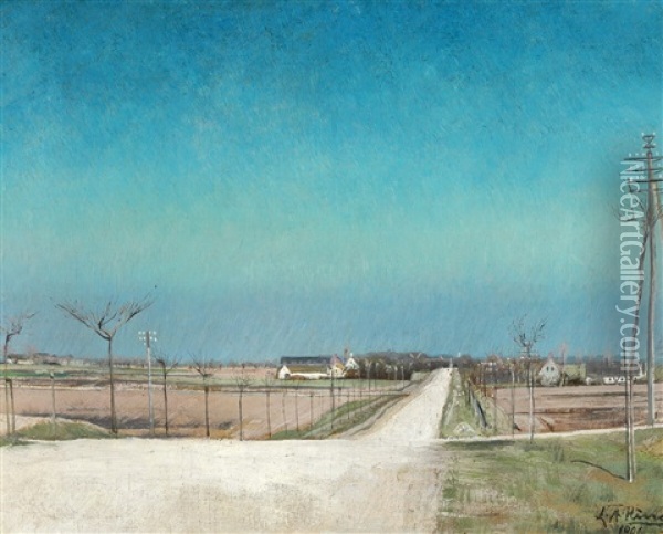 Country Road Leading To Roskilde Oil Painting - Laurits Andersen Ring