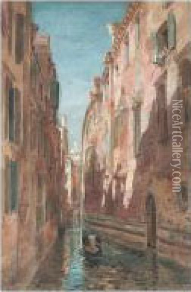 A Venetian Canal Oil Painting - Edward Alfred Angelo Goodall