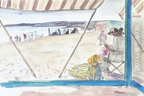 La Pointe St Gildas, scene de plage Oil Painting - Henri Lebasque