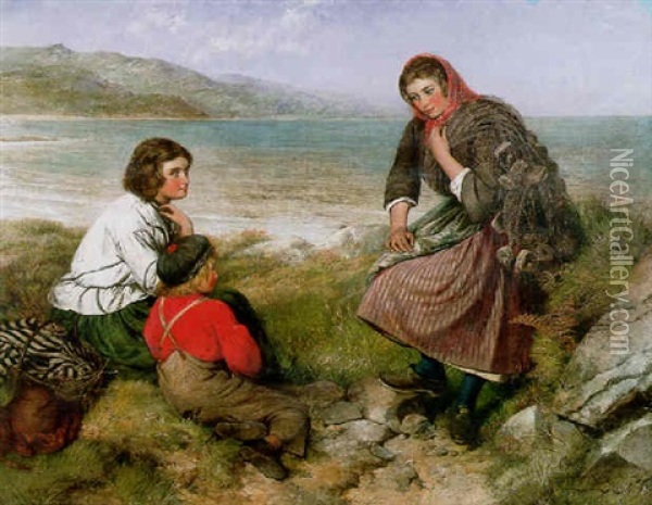 The Fisherman's Family Oil Painting - Edward John Cobbett