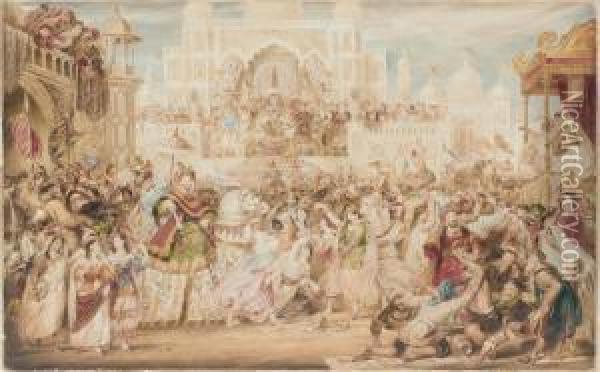 An Indian Triumphal Procession Oil Painting - James Stephanoff