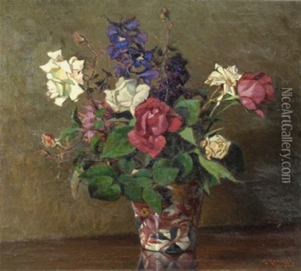 Rose Nel Vaso Oil Painting - Renuccio Renucci