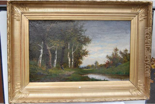 Paysanne Au Bord De L Etang Oil Painting - Pierre Ernest Ballue
