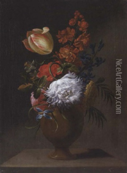 Blumenstilleben Mit Nelke Und Tulpen Oil Painting - Henriette Gertrude Knip