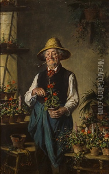 The Happy Gardener Oil Painting - Hermann Kern