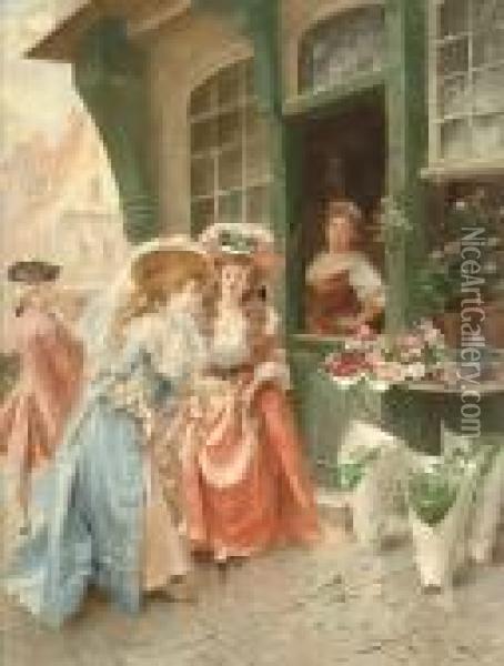 The Flower Seller Oil Painting - Henri Victor Lesur