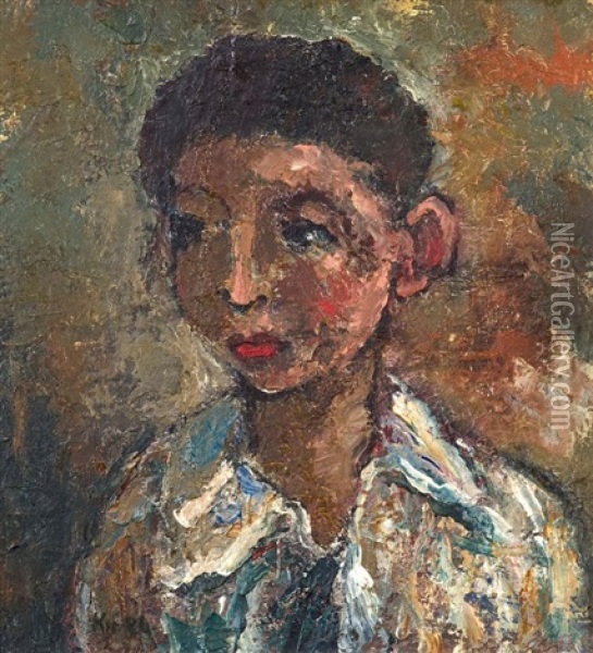 Portrait Of A Young Boy Oil Painting - Wolf Kibel